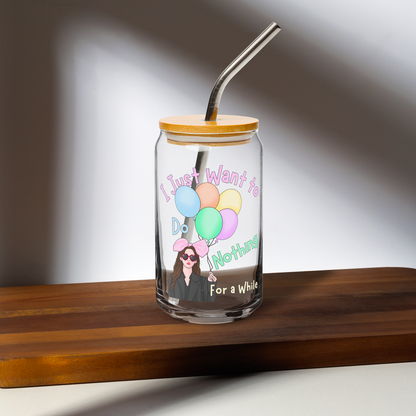 Love Next Door Kdrama Glass Cup - 16oz with Lid and Straw
