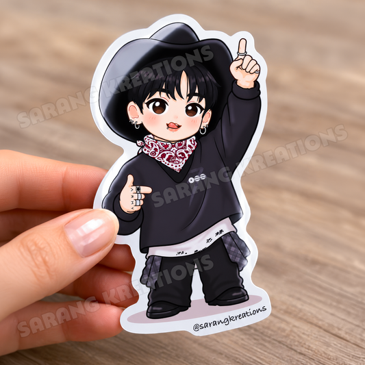 Cowboy Kookie Sticker - K-pop Army Gift - Glossy Laminated Finish