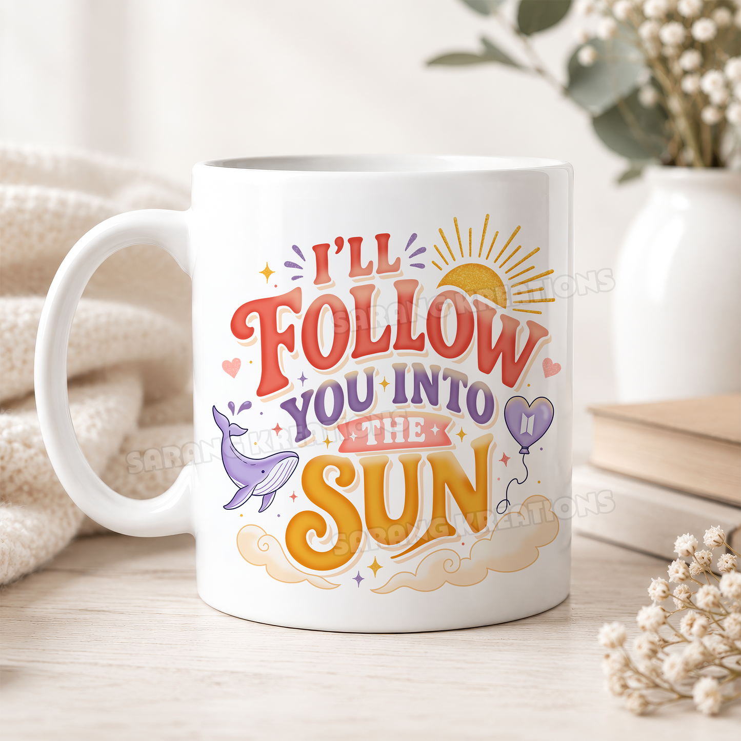 I'll Follow You Into The Sun White Glossy Mug - K-pop Gift for Army