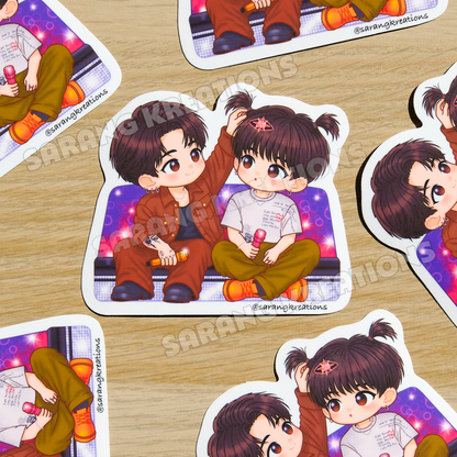 Kookie & Jinnie Ponytail Sticker - Glossy Laminated Finish