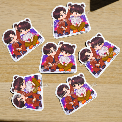 Kookie & Jinnie Ponytail Sticker - Glossy Laminated Finish