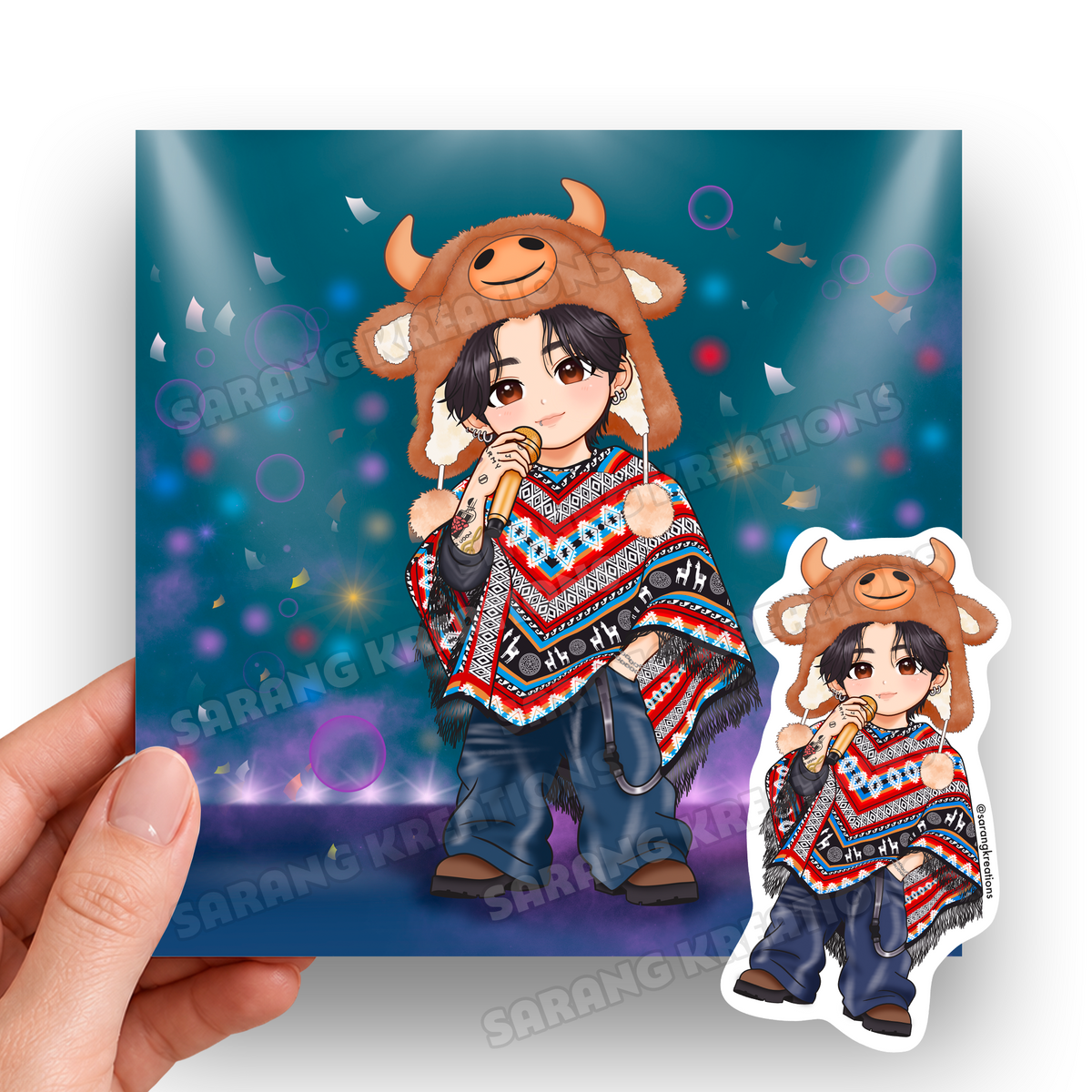 JK Peru Torito Art Print & Sticker – Kookie Bull Hat Moment in Lima